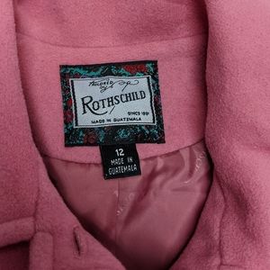 Rothschild Dusty Rose Wool Pea Coat sz 12